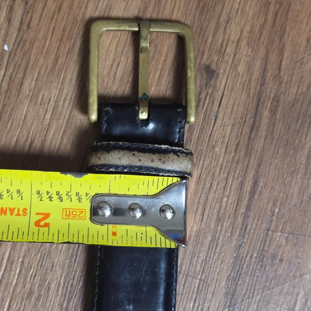 Brighton Mens English Calf Leather Belt 36 Solid Brass Buckle Black 33803
